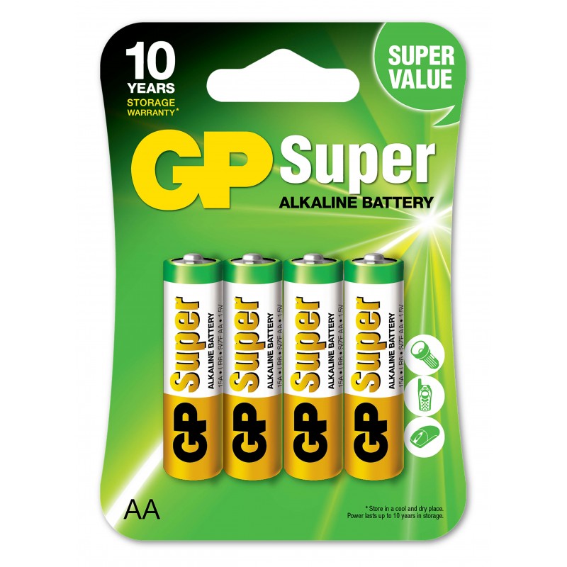 Pile alcaline GP Super 1,5V LR06 AA Blister 4