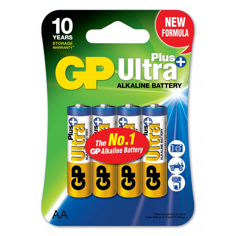 Pile alcaline GP Ultra+ 1,5V AA LR06 Blister 4