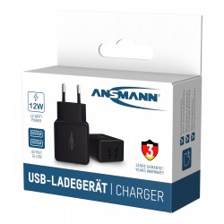 CHARGEUR 2 ports USB 5V 2.4A 12W max NOIR