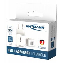 CHARGEUR 2 ports USB 5V 2.4A 12W max BLANC