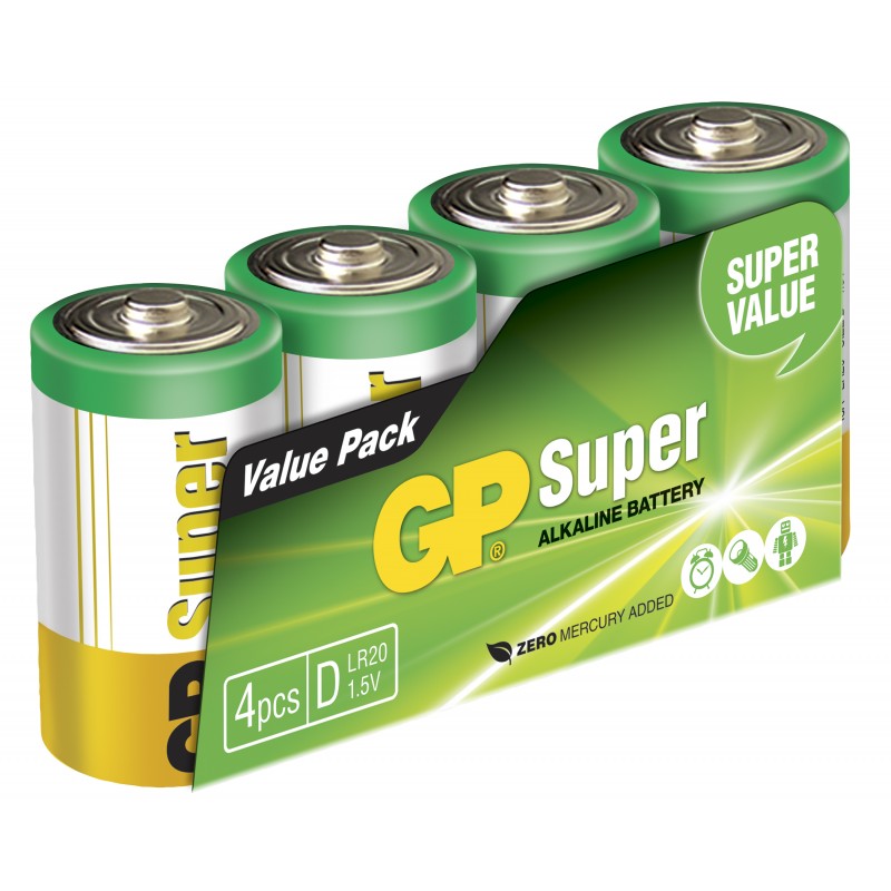 Pile alcaline GP Super 1,5V LR20 D Blister 2