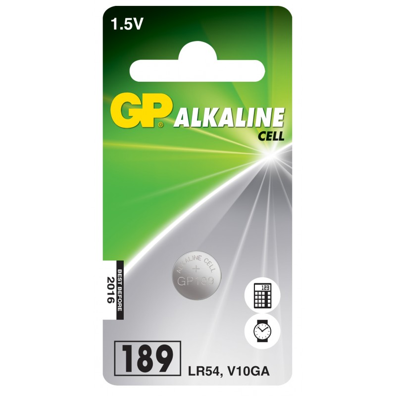 Pile bouton alcaline GP 189 / LR54 / L1131 / G10 blister 1